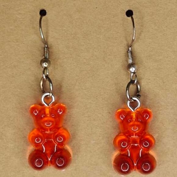 Orange Gummy Bear Dangle Earrings - Picture 1 of 2